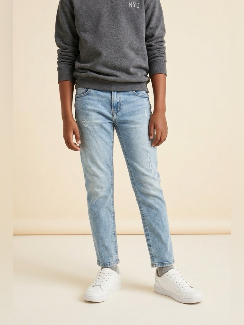 Zara Boys Light Wash Jeans 13-14Y Straight Slim Denim 164 cm